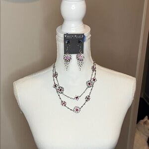 White House Black Market Silver and Pink Necklace Set
